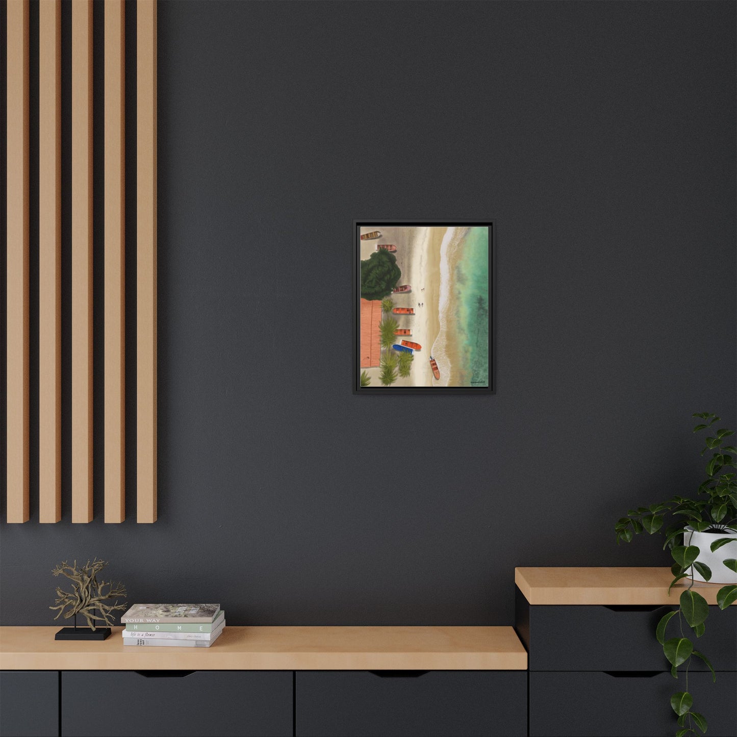 Playa de Cepe, Framed Canvas, Matte