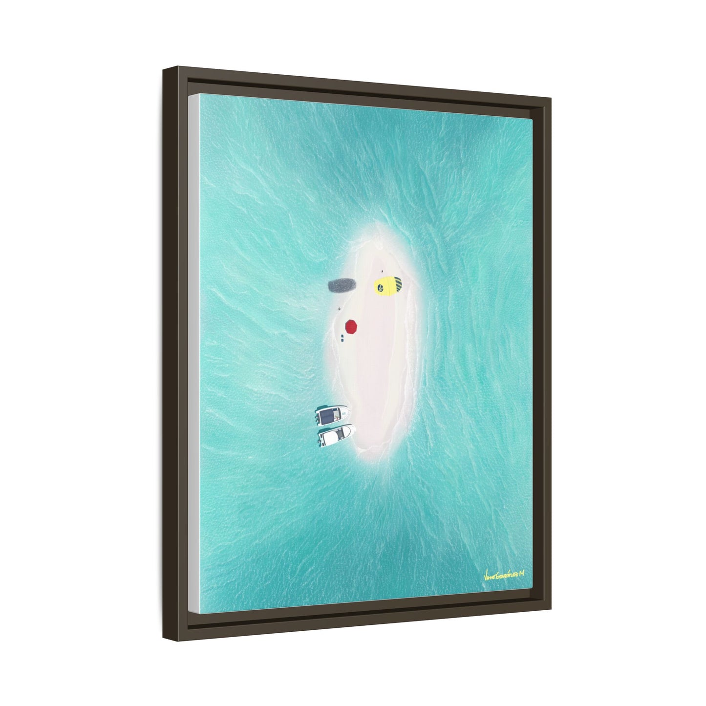 Los Roques Sandbank, Framed Canvas, Matte