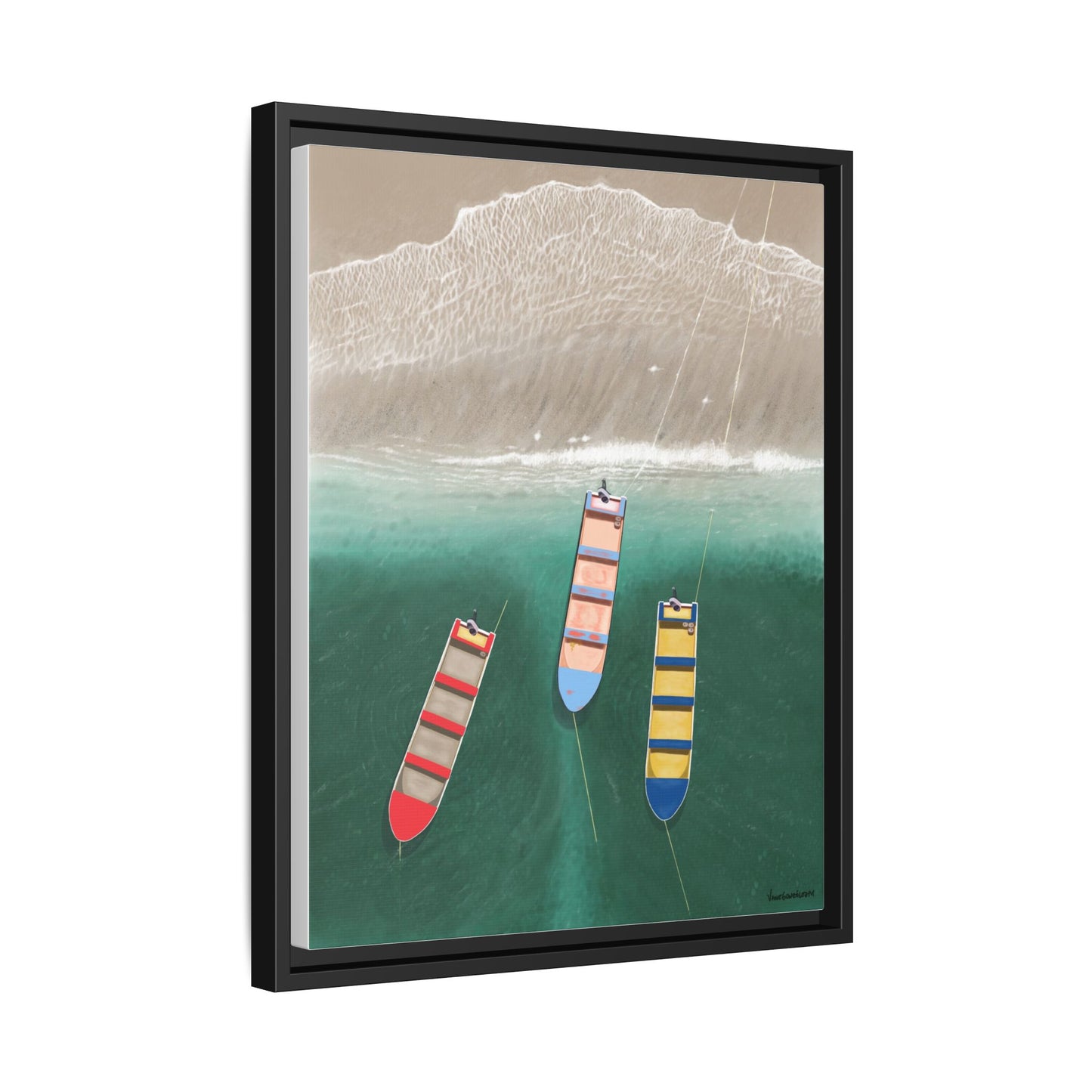 En Alguna Playita, Framed Canvas, Matte