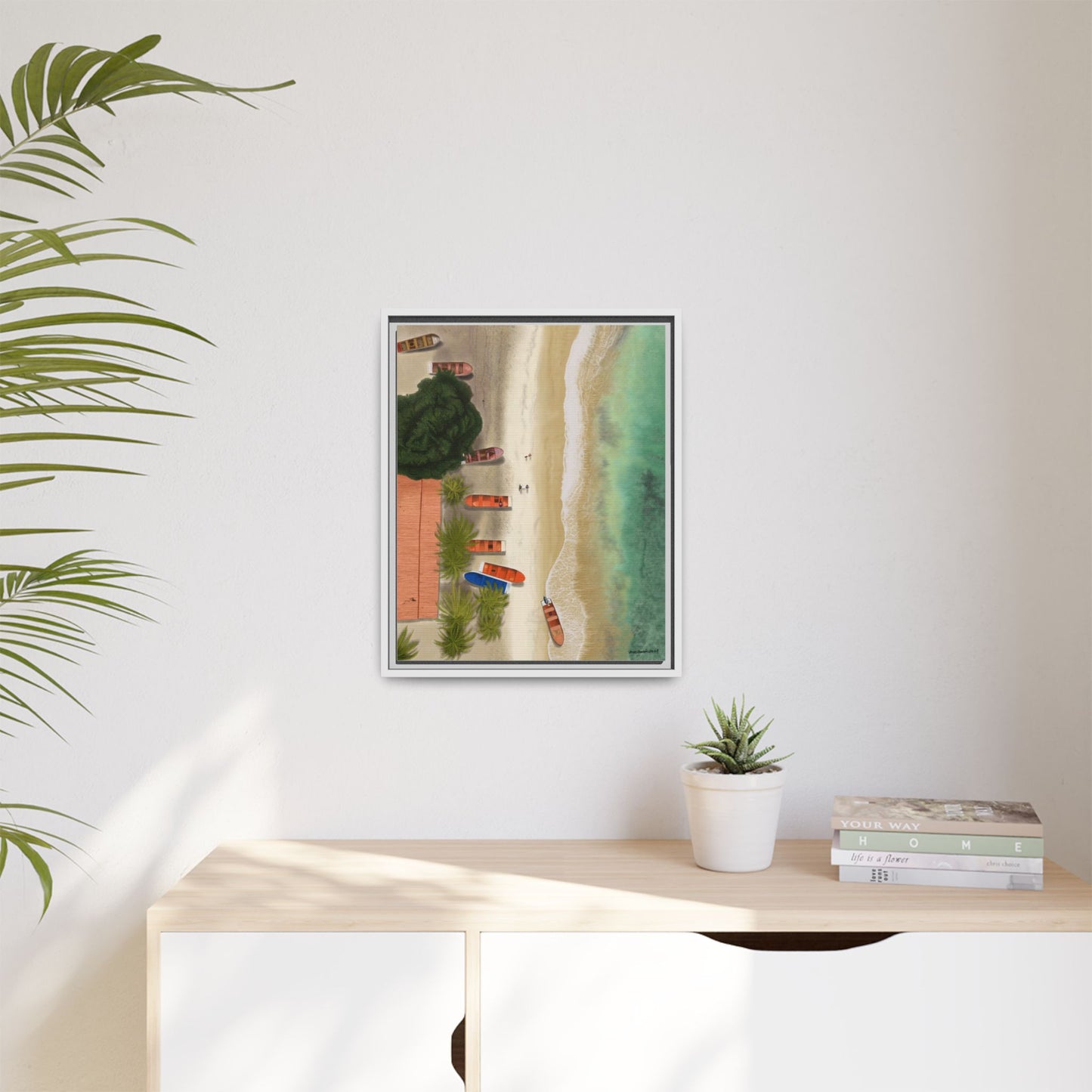 Playa de Cepe, Framed Canvas, Matte