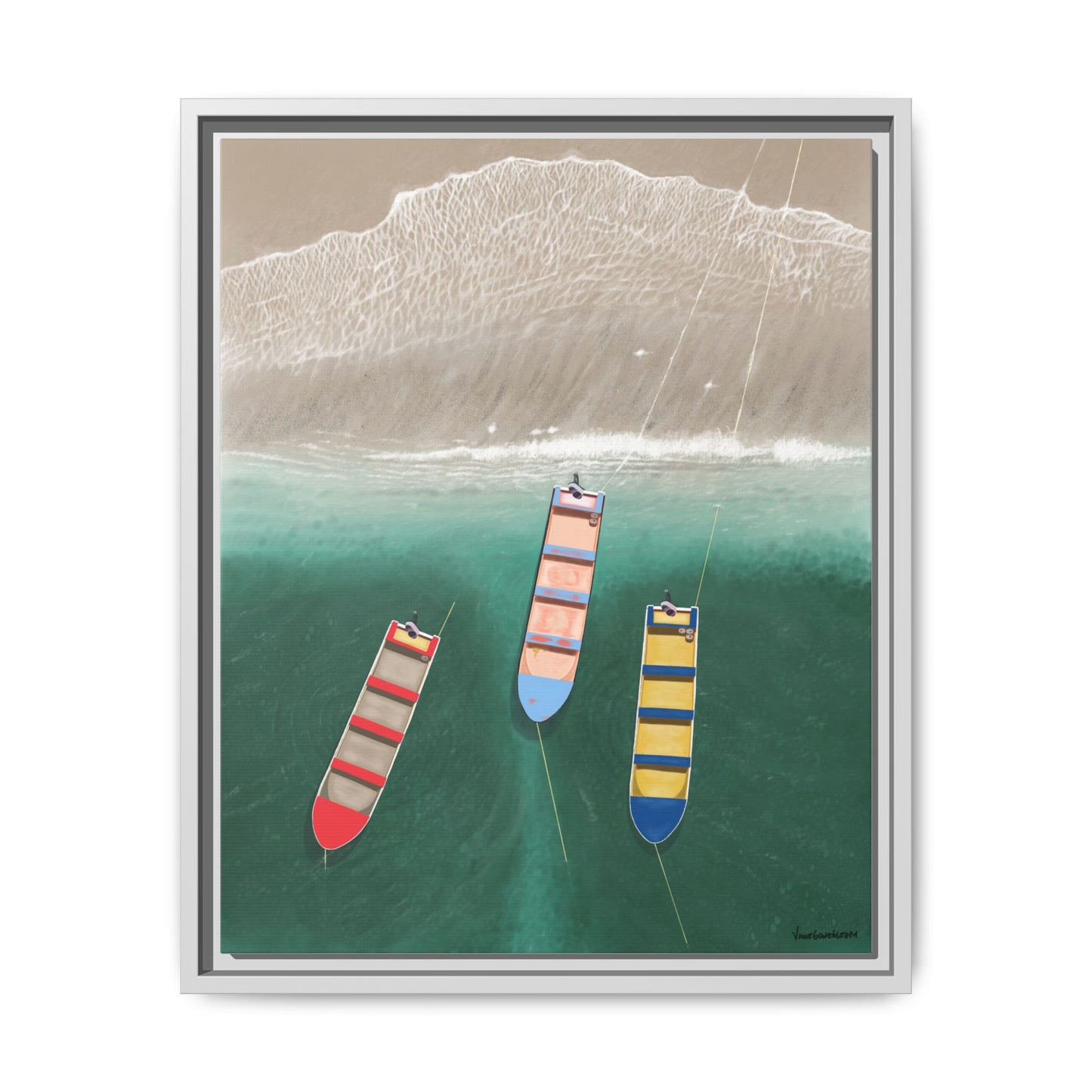 En Alguna Playita, Framed Canvas, Matte