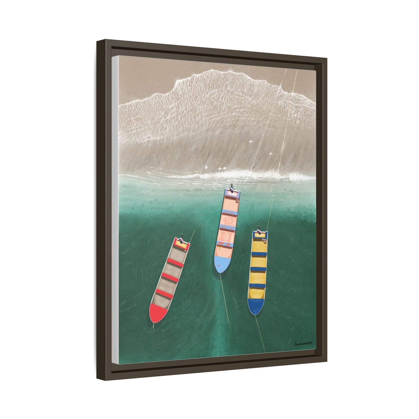En Alguna Playita, Framed Canvas, Matte