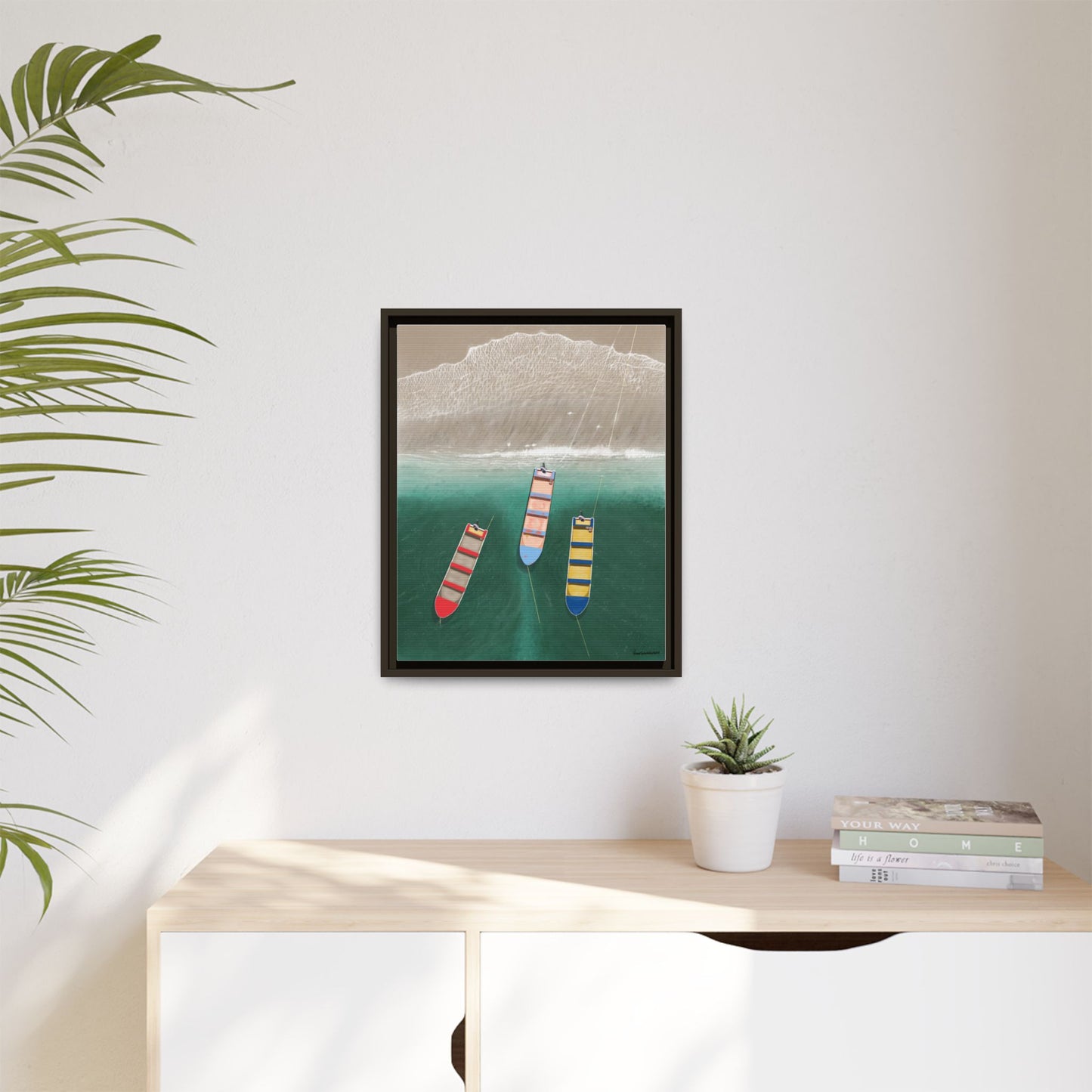 En Alguna Playita, Framed Canvas, Matte
