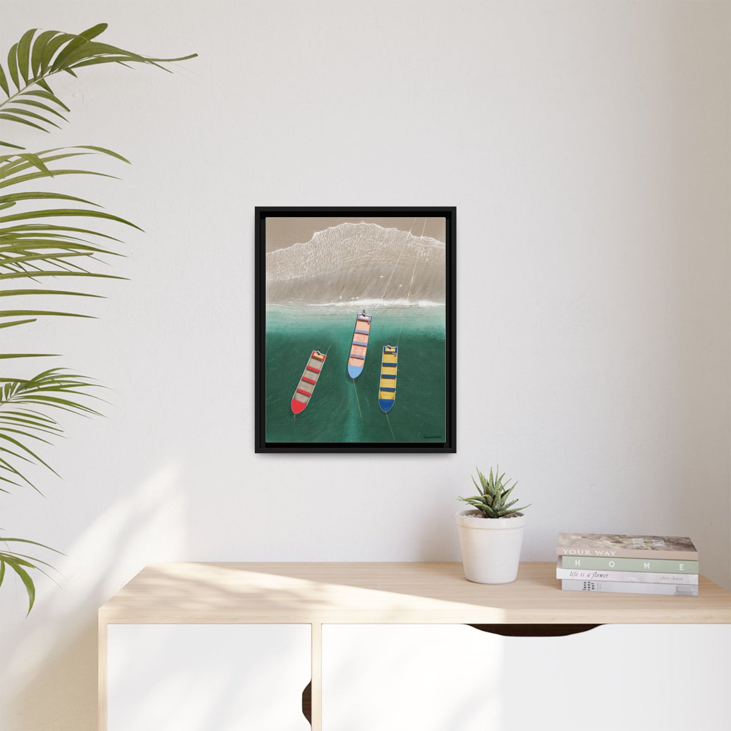 En Alguna Playita, Framed Canvas, Matte