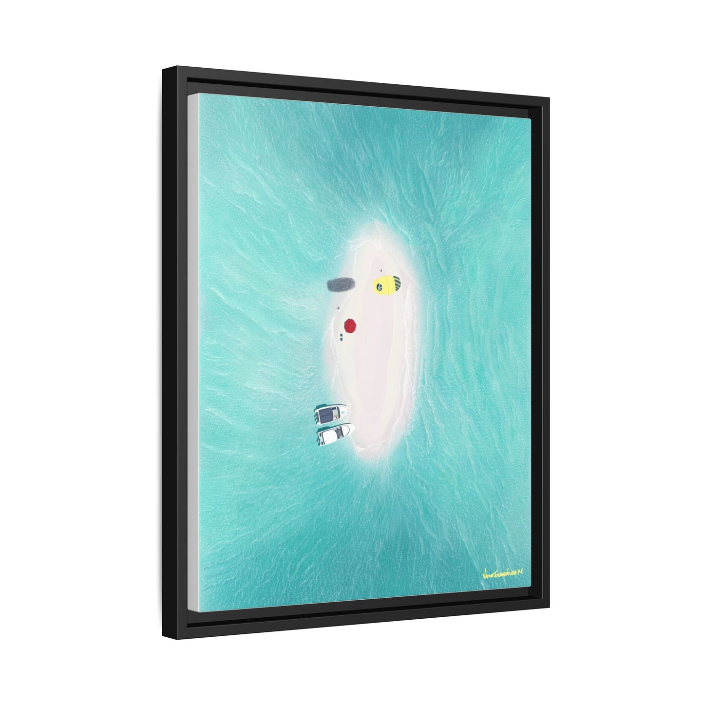 Los Roques Sandbank, Framed Canvas, Matte