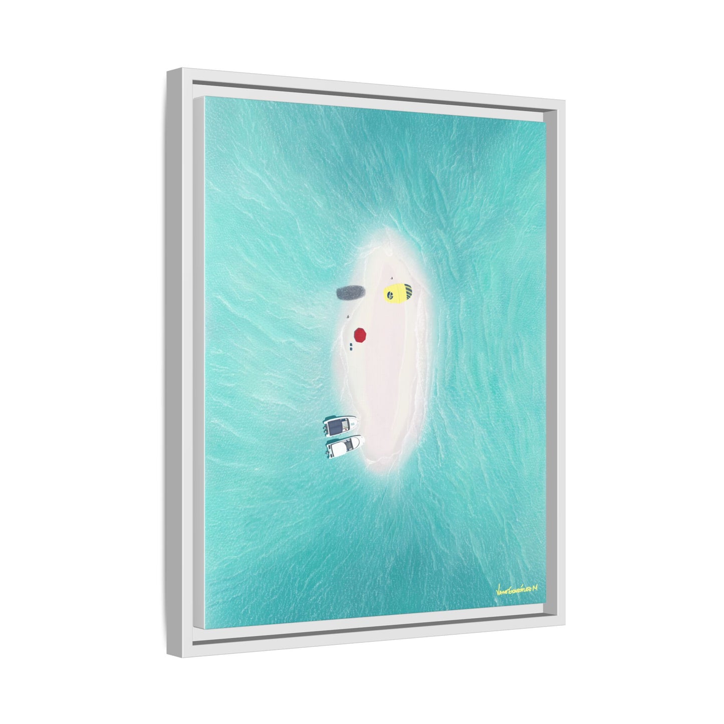Los Roques Sandbank, Framed Canvas, Matte