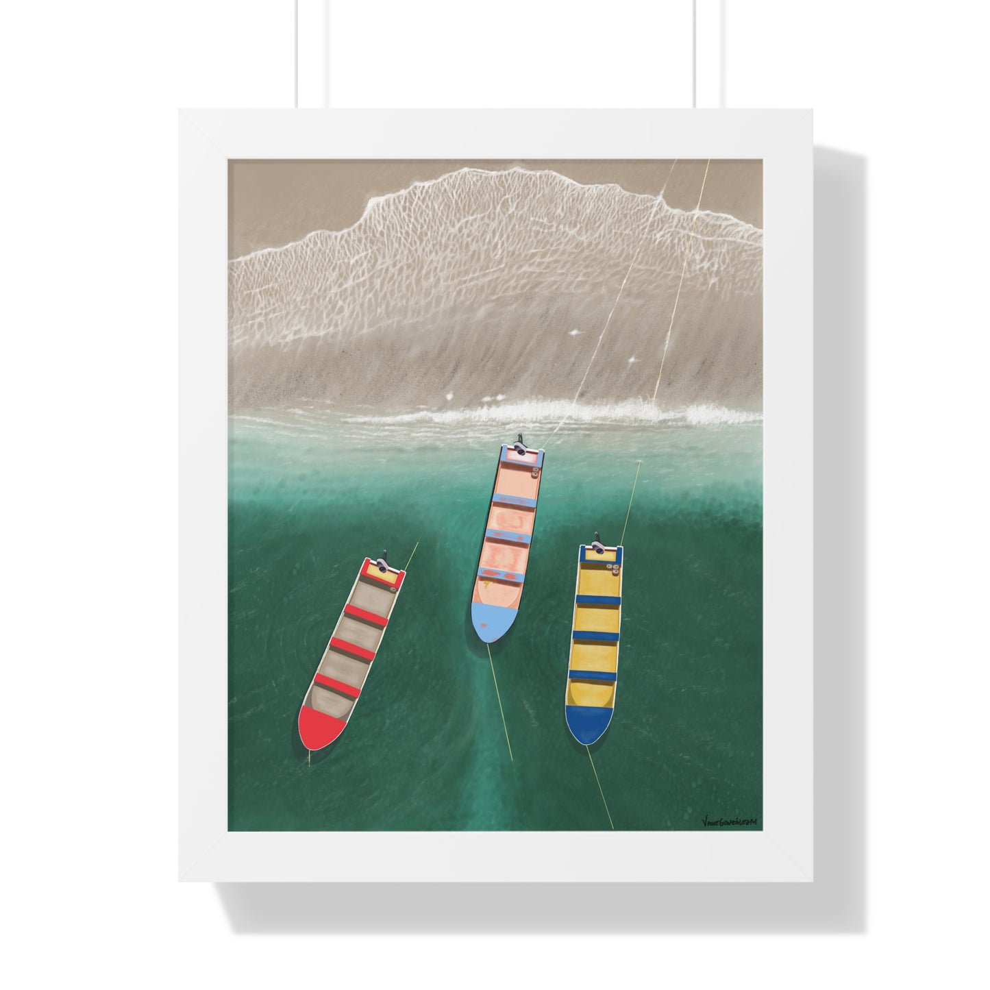 En Alguna Playita, Framed Poster, Matte