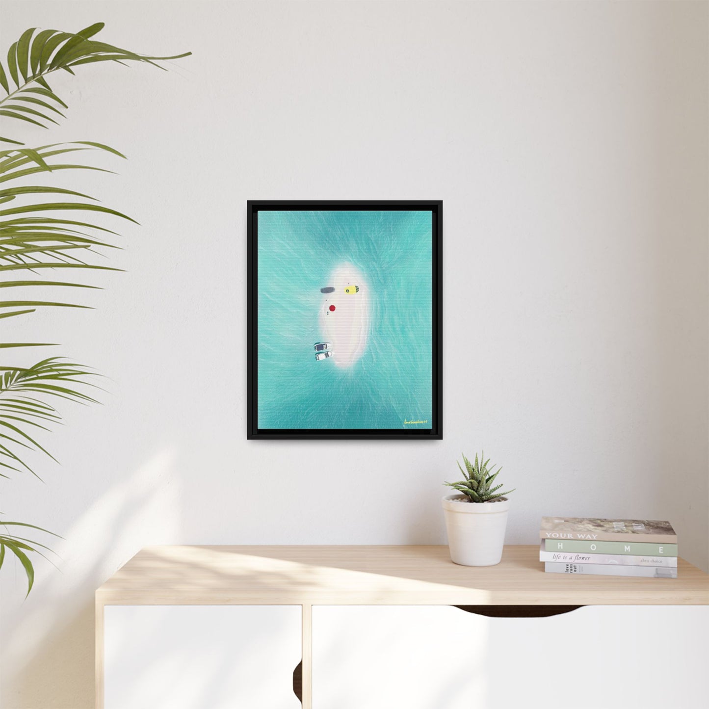 Los Roques Sandbank, Framed Canvas, Matte