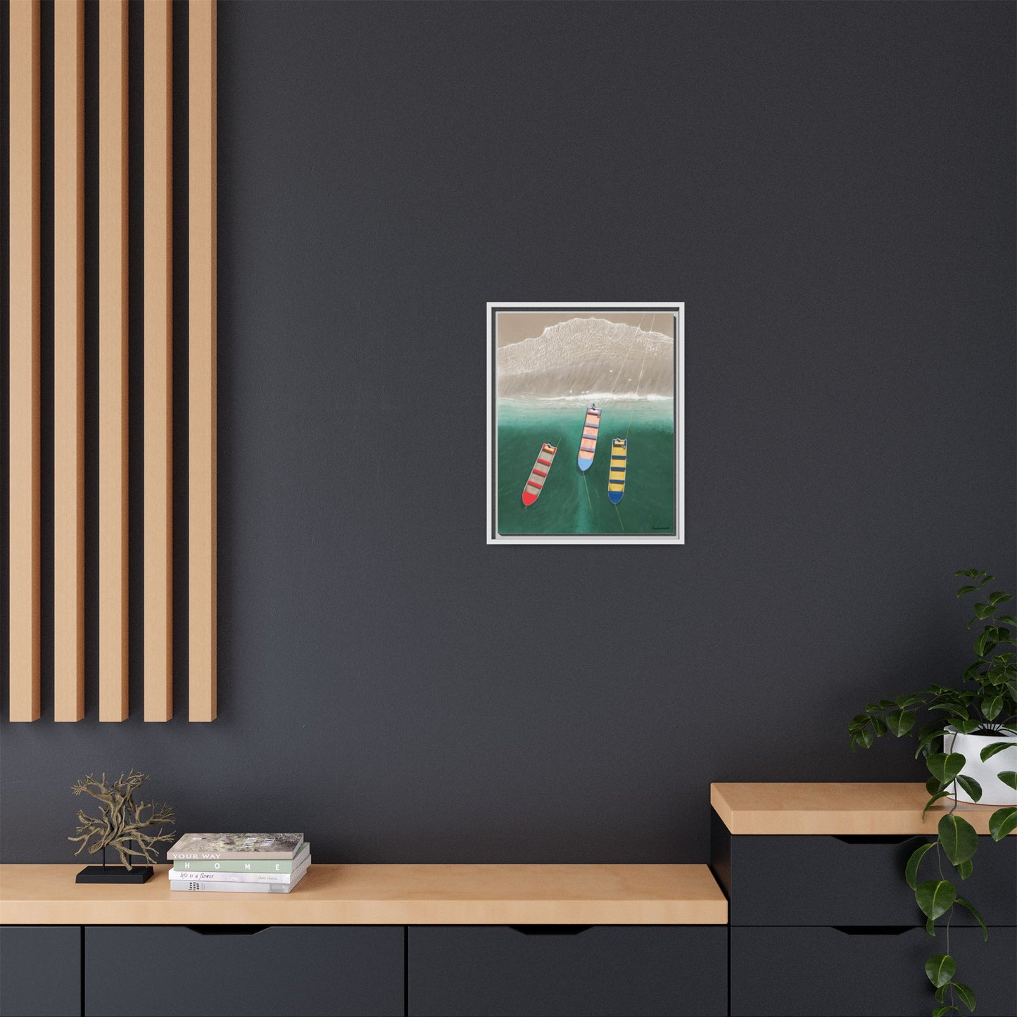 En Alguna Playita, Framed Canvas, Matte