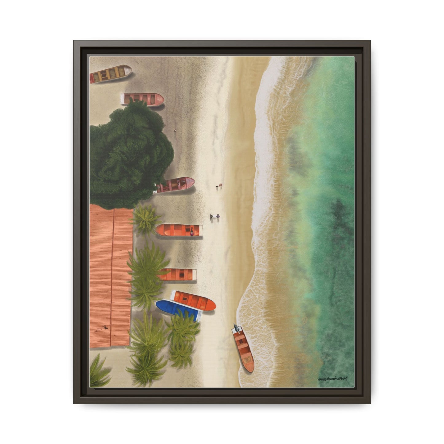 Playa de Cepe, Framed Canvas, Matte