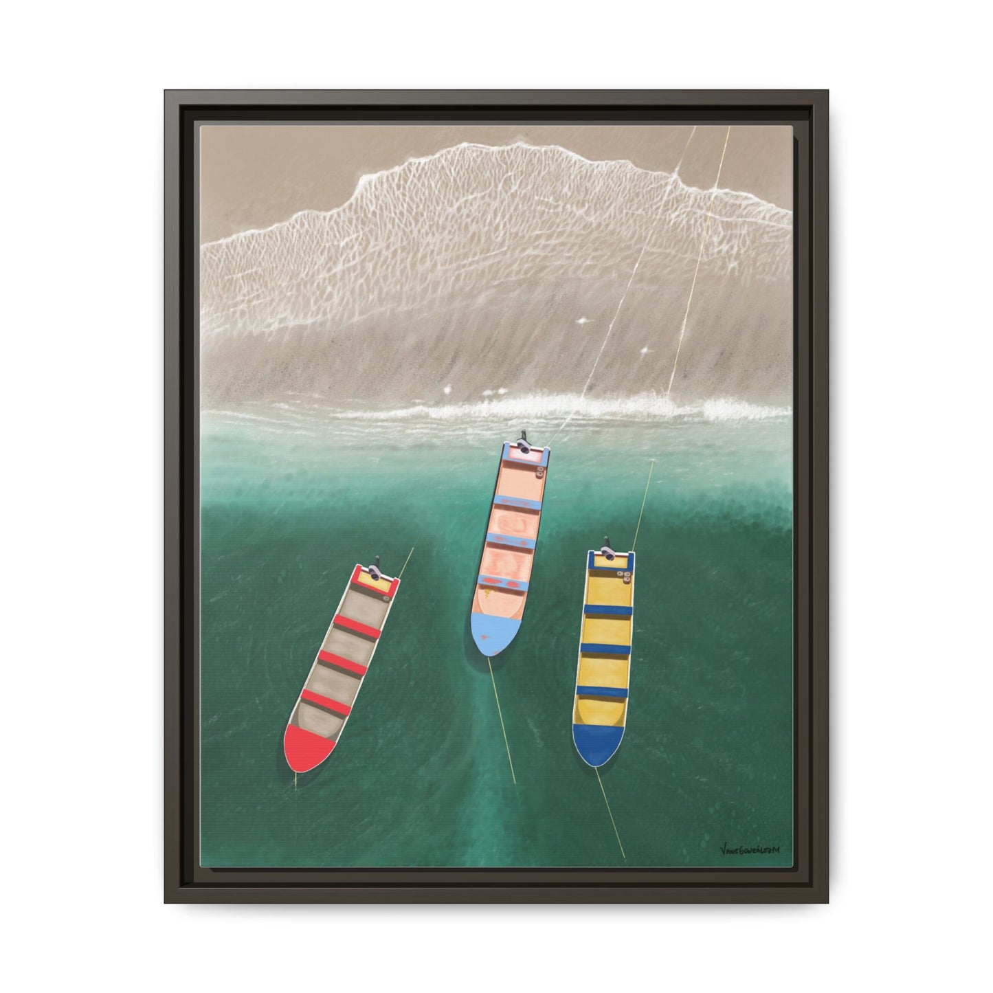 En Alguna Playita, Framed Canvas, Matte