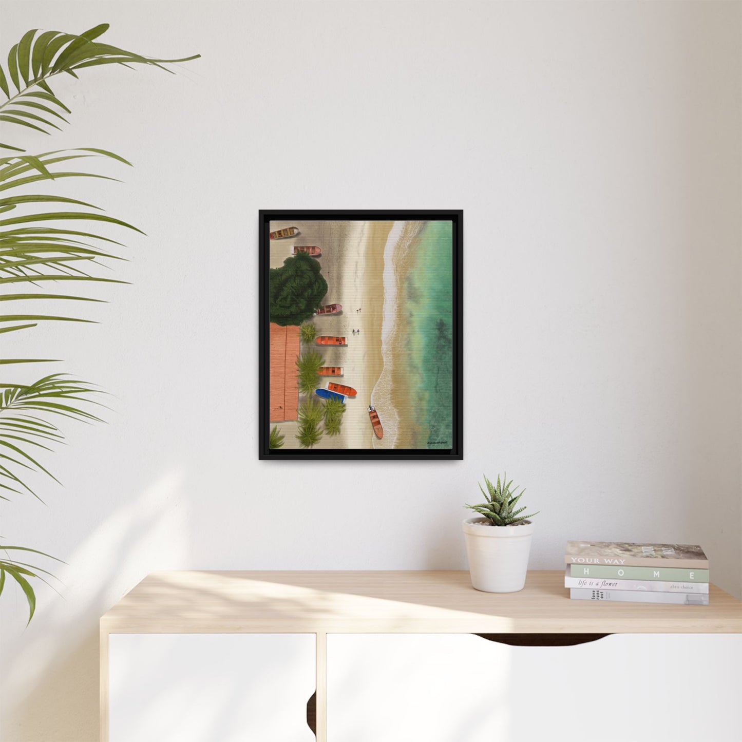 Playa de Cepe, Framed Canvas, Matte