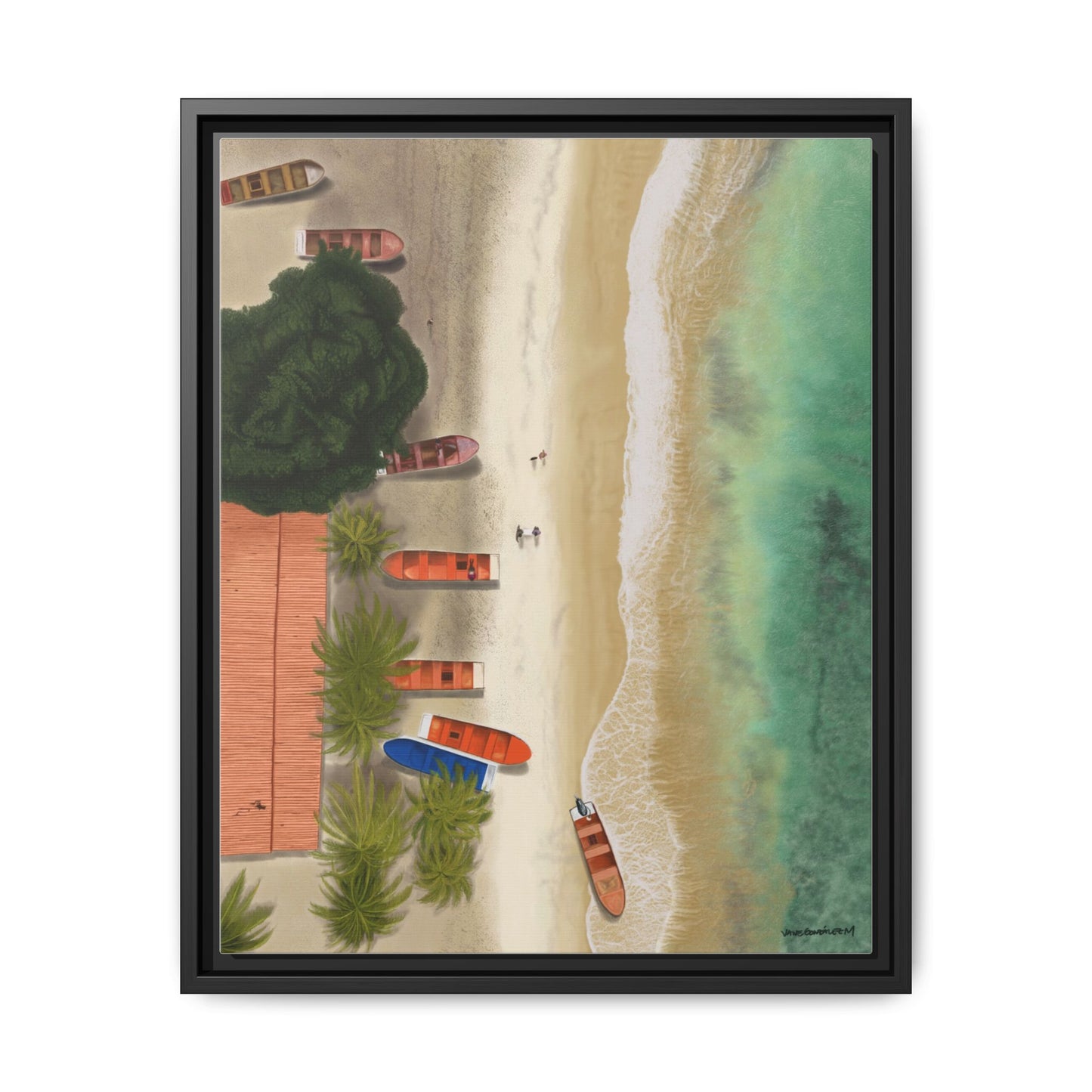Playa de Cepe, Framed Canvas, Matte