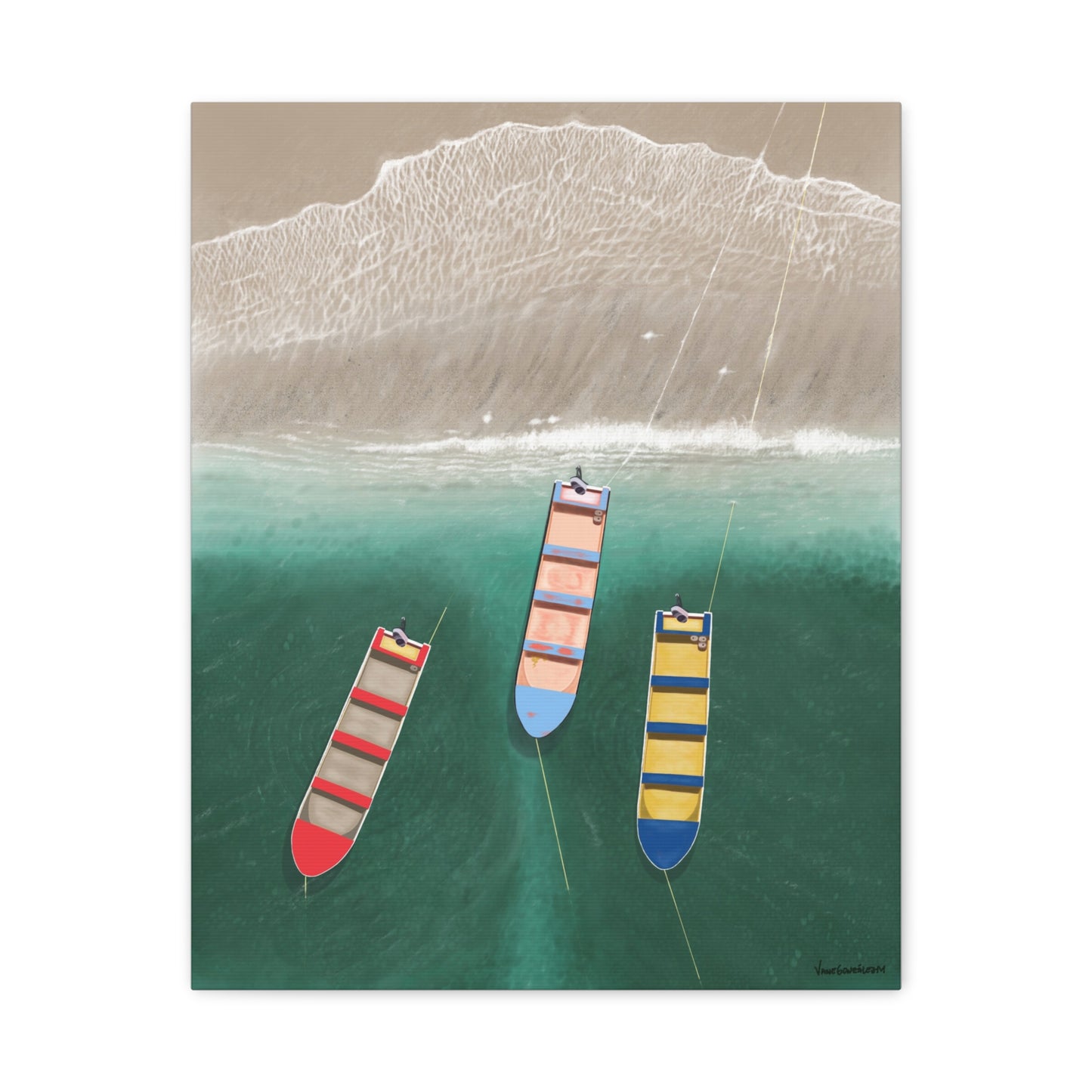 En Alguna Playita, Stretched, Unframed Canvas, Matte