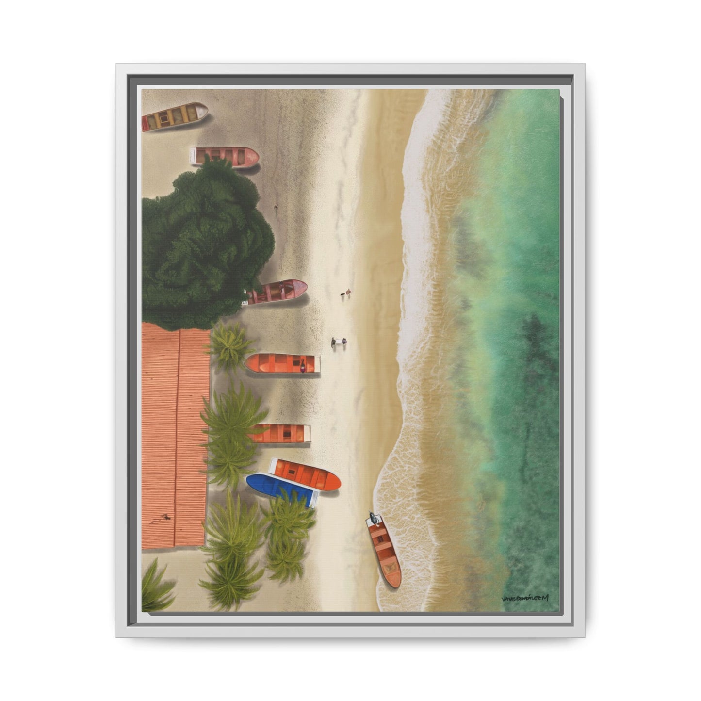 Playa de Cepe, Framed Canvas, Matte