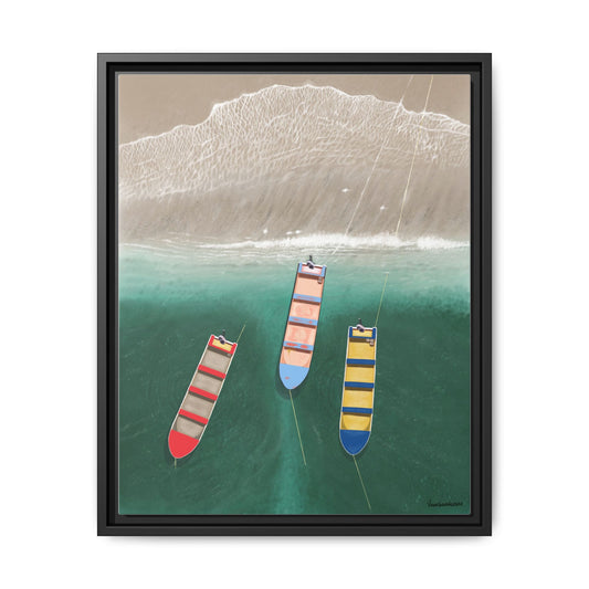 En Alguna Playita, Framed Canvas, Matte