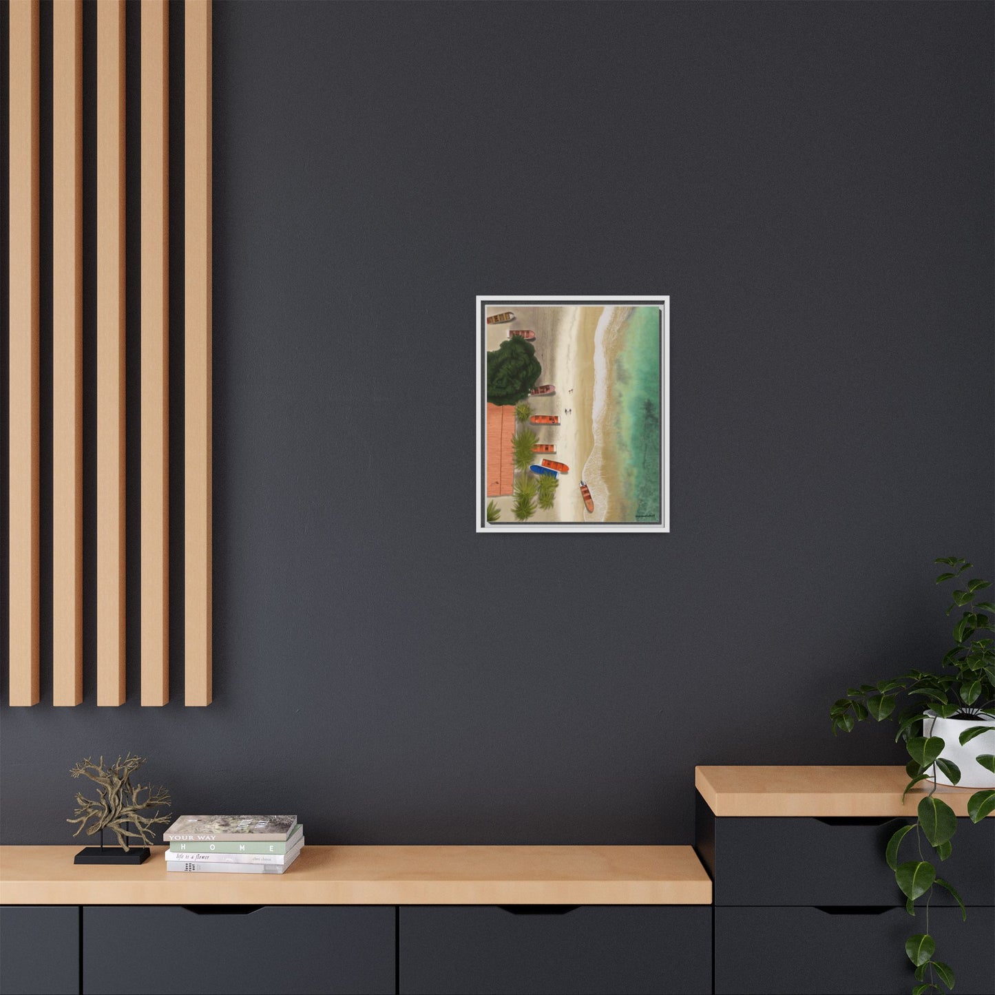 Playa de Cepe, Framed Canvas, Matte
