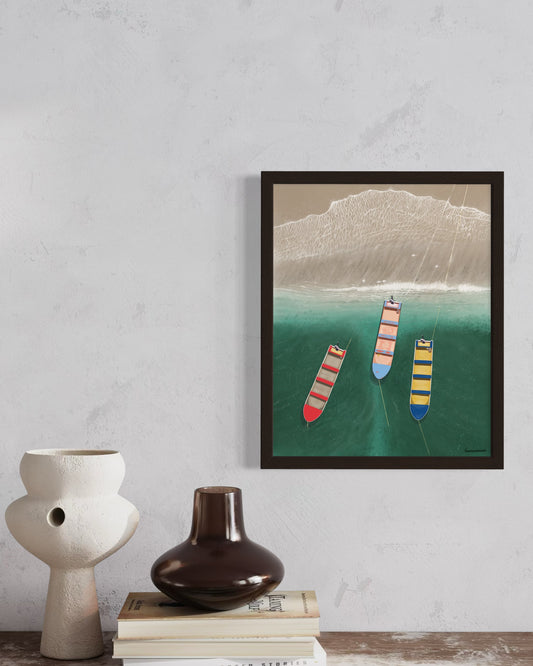 En Alguna Playita, Framed Poster, Matte