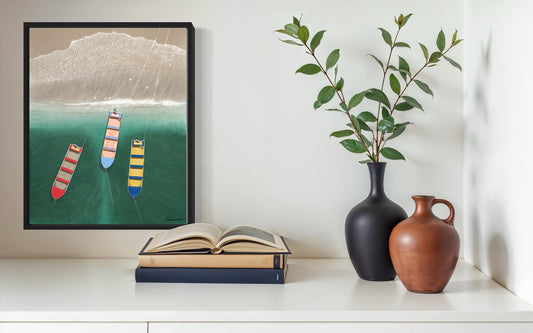 En Alguna Playita, Framed Canvas, Matte