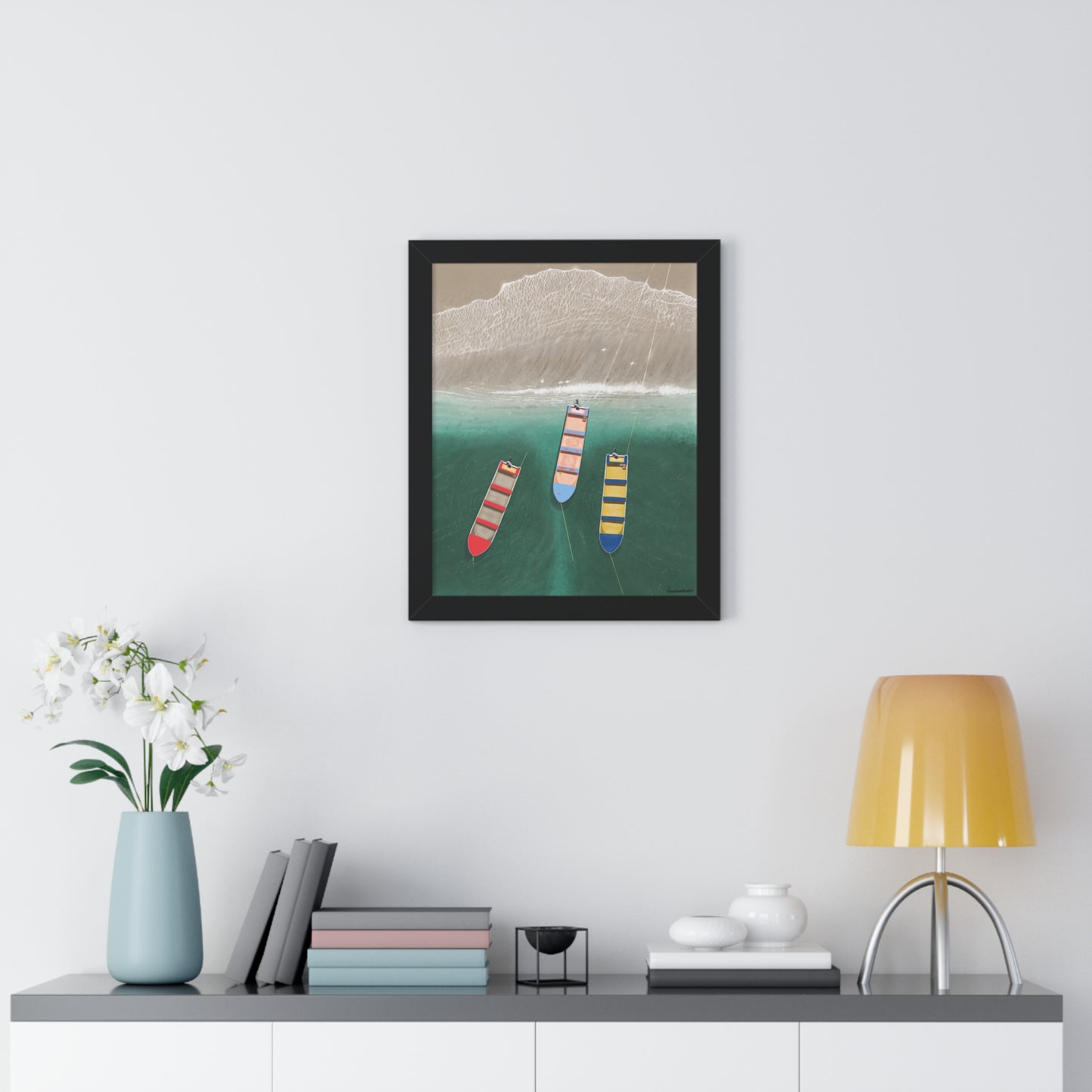 En Alguna Playita, Framed Poster, Matte