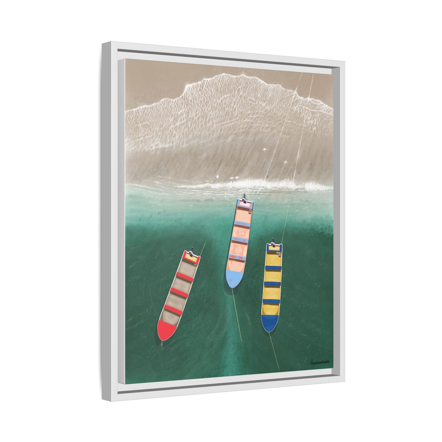 En Alguna Playita, Framed Canvas, Matte