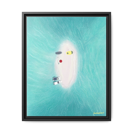 Los Roques Sandbank, Framed Canvas, Matte